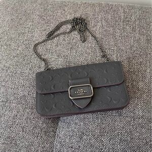 Coach navy blue crossbody leather bag